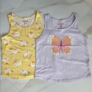 Cat & Jack Yellow Unicorn and Purple Butterfly Tank Tops